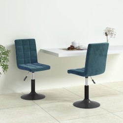 Chaises pivotantes à manger lot de 2 bleu velours 