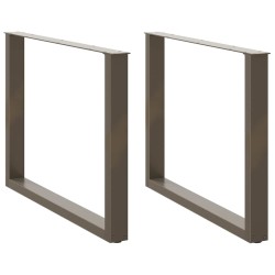 Pieds de table à manger en forme de U, 2 pièces, acier naturel, 100 x (72-73) cm 