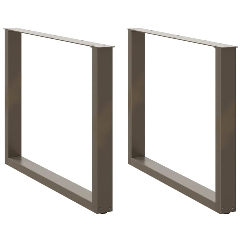 Pieds de table à manger en forme de U, 2 pièces, acier naturel, 100 x (72-73) cm 