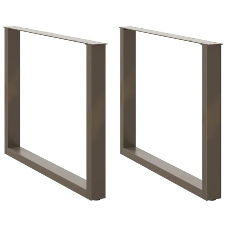 Pieds de table à manger en forme de U, 2 pièces, acier naturel, 100 x (72-73) cm 