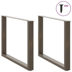 Pieds de table à manger en forme de U, 2 pièces, acier naturel, 100 x (72-73) cm 