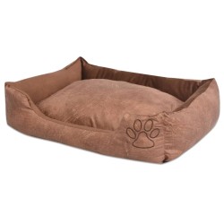 Lit pour chiens avec coussin Cuir artificiel PU Taille S Beige 