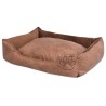 Lit pour chiens avec coussin Cuir artificiel PU Taille S Beige 