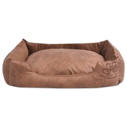Lit pour chiens avec coussin Cuir artificiel PU Taille S Beige 