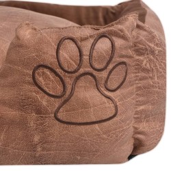 Lit pour chiens avec coussin Cuir artificiel PU Taille S Beige 