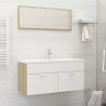 Ensemble de meubles de salle de bain 2pcs blanc et chêne sonoma 