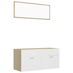 Ensemble de meubles de salle de bain 2pcs blanc et chêne sonoma 