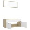 Ensemble de meubles de salle de bain 2pcs blanc et chêne sonoma 