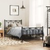 Cadre de lit métal sans matelas avec pied de lit noir 100x190cm 