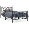 Cadre de lit métal sans matelas avec pied de lit noir 100x190cm 