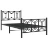 Cadre de lit métal sans matelas avec pied de lit noir 100x190cm 