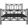 Cadre de lit métal sans matelas avec pied de lit noir 100x190cm 