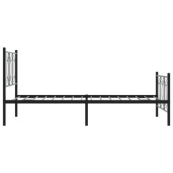 Cadre de lit métal sans matelas avec pied de lit noir 100x190cm 