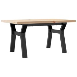 Table basse cadre en Y 80x50x40,5cm bois de pin massif et acier 