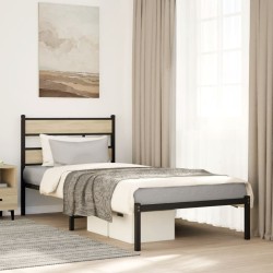 Cadre de lit en métal sans matelas chêne sonoma 107x203 cm 