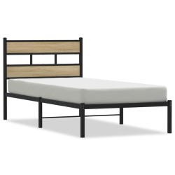 Cadre de lit en métal sans matelas chêne sonoma 107x203 cm 