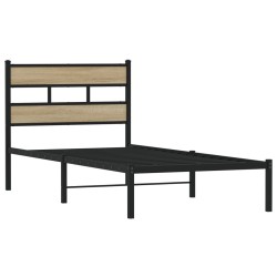 Cadre de lit en métal sans matelas chêne sonoma 107x203 cm 