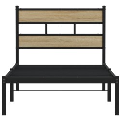 Cadre de lit en métal sans matelas chêne sonoma 107x203 cm 
