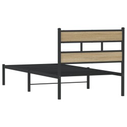 Cadre de lit en métal sans matelas chêne sonoma 107x203 cm 