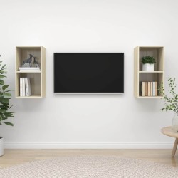 Meubles TV muraux 2 pcs Chêne sonoma Bois d'ingénierie 