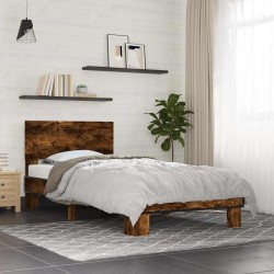 Cadre de lit sans matelas chêne fumé 75x190 cm 