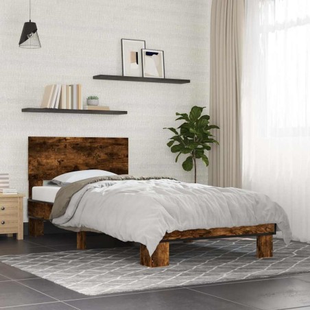 Cadre de lit sans matelas chêne fumé 75x190 cm 