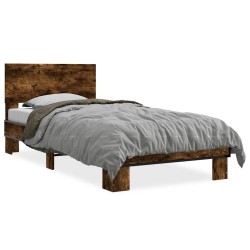 Cadre de lit sans matelas chêne fumé 75x190 cm 