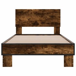 Cadre de lit sans matelas chêne fumé 75x190 cm 