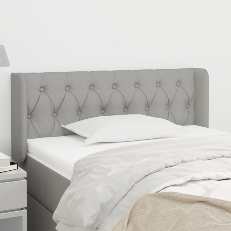 Tête de lit avec oreilles gris clair 103x16x78/88 cm tissu 