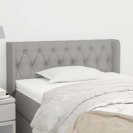 Tête de lit avec oreilles gris clair 103x16x78/88 cm tissu 