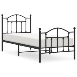 Cadre de lit métal sans matelas avec pied de lit noir 80x200 cm 