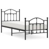 Cadre de lit métal sans matelas avec pied de lit noir 80x200 cm 