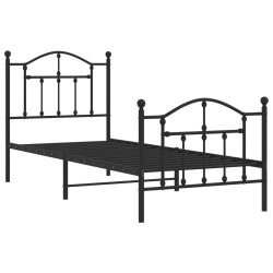 Cadre de lit métal sans matelas avec pied de lit noir 80x200 cm 