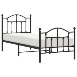 Cadre de lit métal sans matelas avec pied de lit noir 80x200 cm 