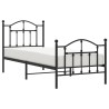 Cadre de lit métal sans matelas avec pied de lit noir 80x200 cm 