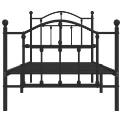 Cadre de lit métal sans matelas avec pied de lit noir 80x200 cm 