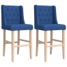 Chaises de bar lot de 2 bois massif d'hévéa et tissu 