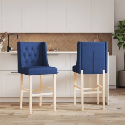 Chaises de bar lot de 2 bois massif d'hévéa et tissu 