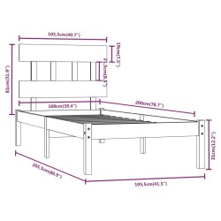 Cadre de lit sans matelas 100x200 cm bois massif 