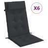 Coussins de chaise à dossier haut lot de 6 noir tissu oxford 