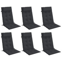 Coussins de chaise à dossier haut lot de 6 noir tissu oxford 