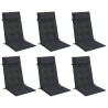 Coussins de chaise à dossier haut lot de 6 noir tissu oxford 