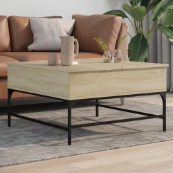 Table basse chêne sonoma 80x80x45 cm bois d'ingénierie et métal 