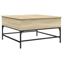 Table basse chêne sonoma 80x80x45 cm bois d'ingénierie et métal 