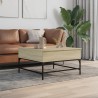 Table basse chêne sonoma 80x80x45 cm bois d'ingénierie et métal 