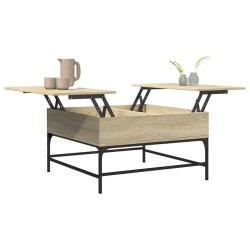Table basse chêne sonoma 80x80x45 cm bois d'ingénierie et métal 