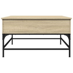 Table basse chêne sonoma 80x80x45 cm bois d'ingénierie et métal 