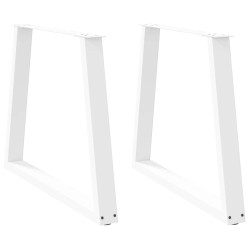 Pieds de table à manger en forme de V, 2 pièces, blanc, 70 x (72-73,3) cm, acier 