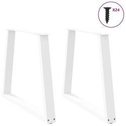 Pieds de table à manger en forme de V, 2 pièces, blanc, 70 x (72-73,3) cm, acier 