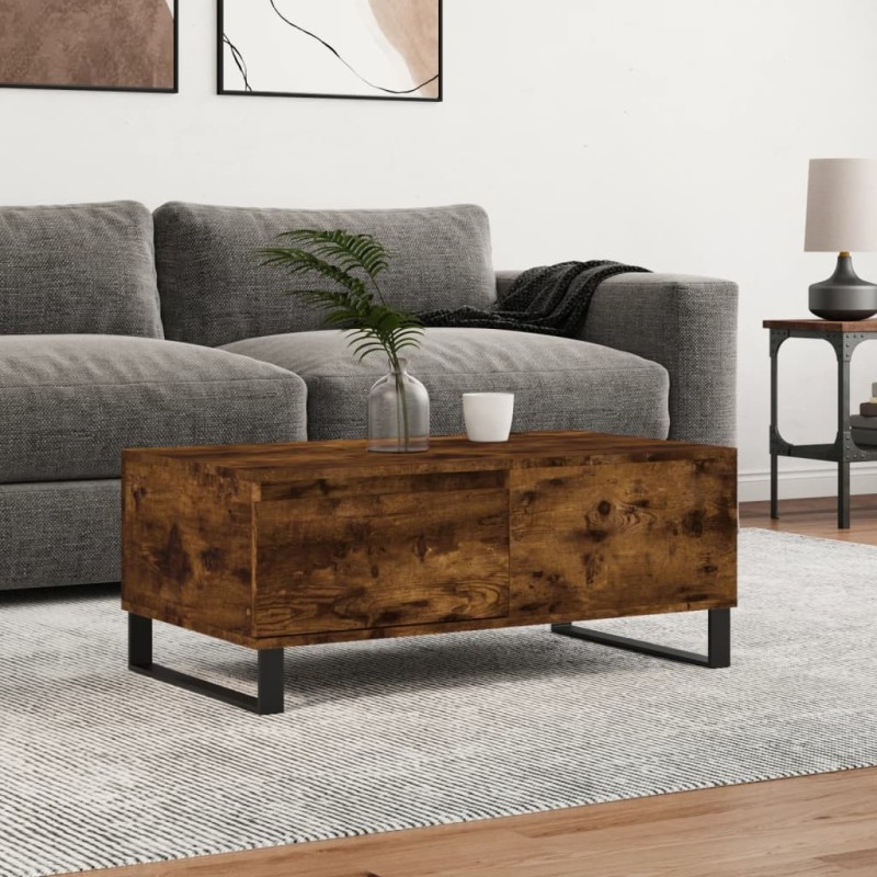 Table basse Chêne fumé 90x50x36,5 cm Bois d'ingénierie 